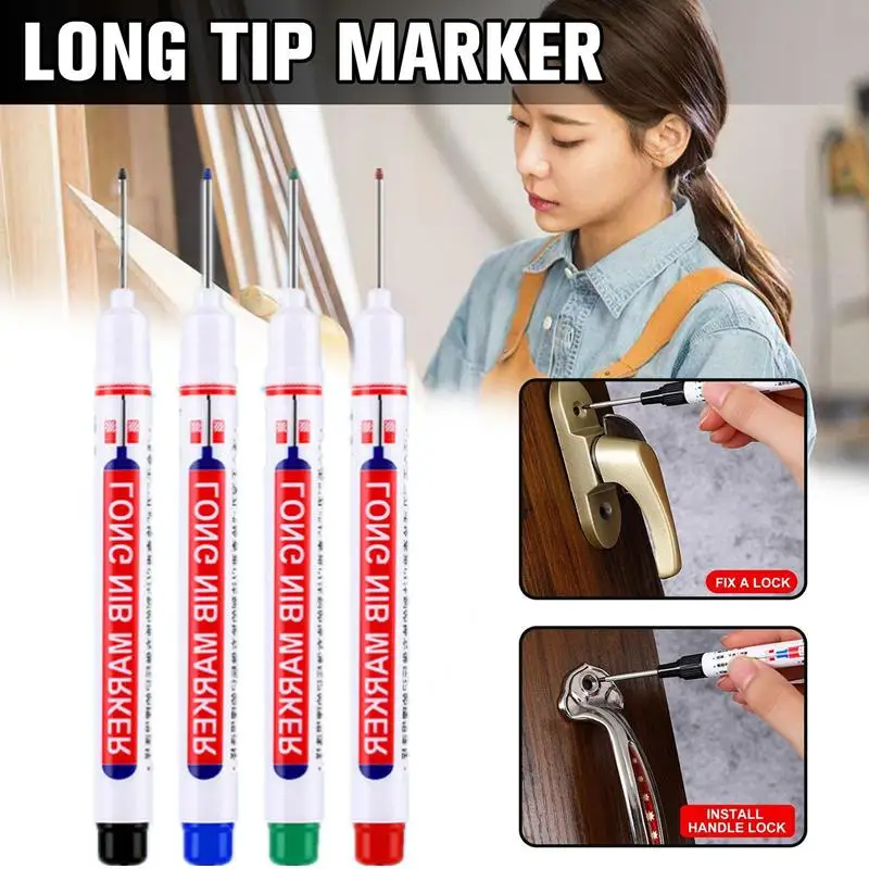 

Newest 20mm Deep Hole Long Nib Head Markers Metal Perforating Pen Waterproof Bathroom Woodworking Decoration Multi-Purpose 2023