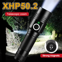 xhp50 led flashlight powerful tactical flash light usb rechargeable xhp50 2 high power torch light use 18650 battery with magnet