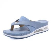 fashion women wedges slippers with air cushion soft female clip toe casual summer beach slides lady flip flops 2022 new