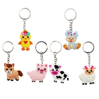 cartoon cute farm animal key chain pendant gift key chain pvc epoxy accessories car bag key chain ring wholesale llaveros ys266