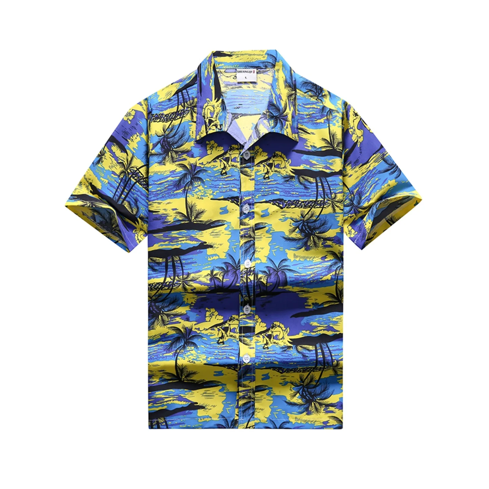 Fashion Mens Hawaiian Shirt Male Casual Colorful Printed Beach Shirts Short Sleeve Plus Size 5XL Hawaiana