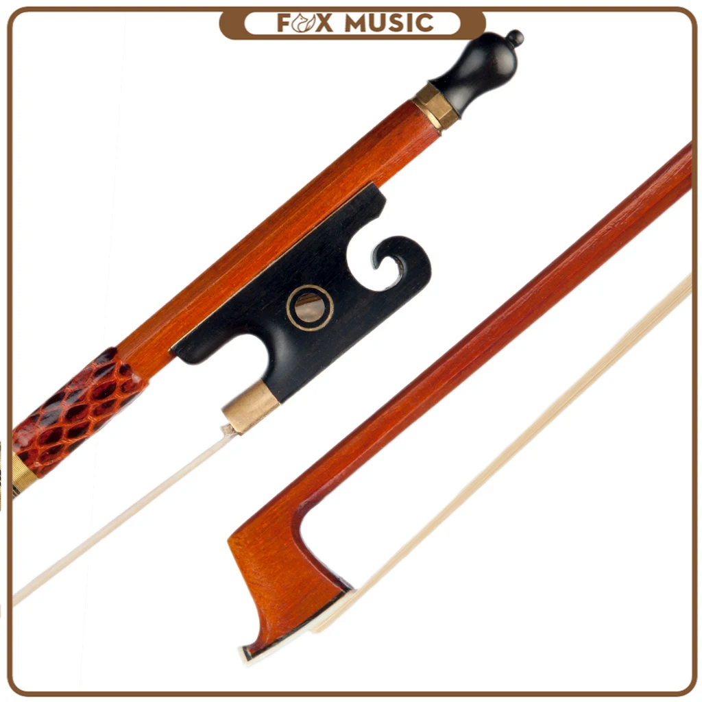 Master Violin Bow 4/4 Pernambuco Fiddle Bow Black Ox Horn Frog Octagonal Stick Snake Skin Grip White Mongolia Horsehair enlarge
