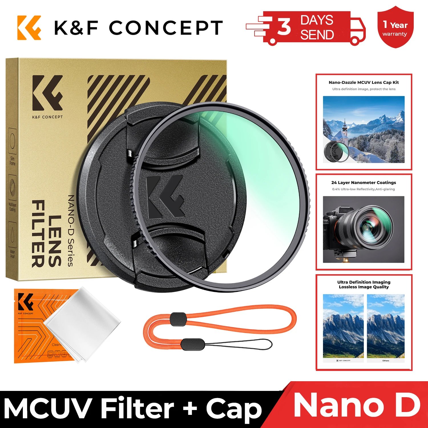 K &amp F CONCEPT 49-82 мм HD UV Объективы для камеры MCUV фильтр с крышкой многослойный Nikon Canon 52