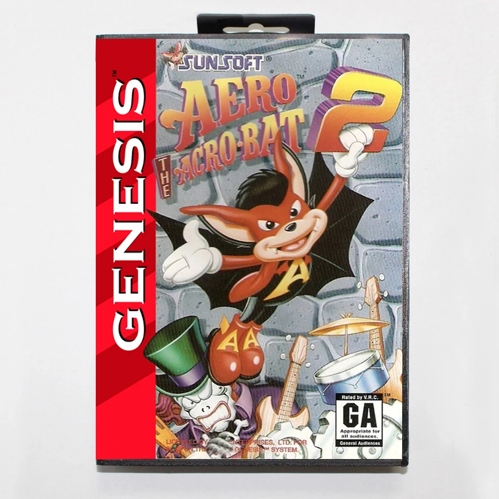 Игровая карта Aero Acro-Bat 2 MD с индивидуальной коробкой US для 16-битной консоли Sega Megadrive