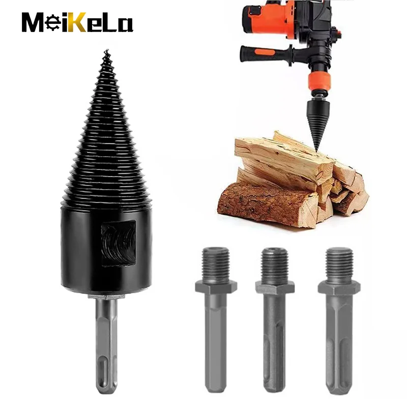 Meikela 32/42/45mm Wood Drill Bit Set Twist Firewood Splitting Drill Bit Wood Splitter Screw Cones Bit Square Round Hexagonal