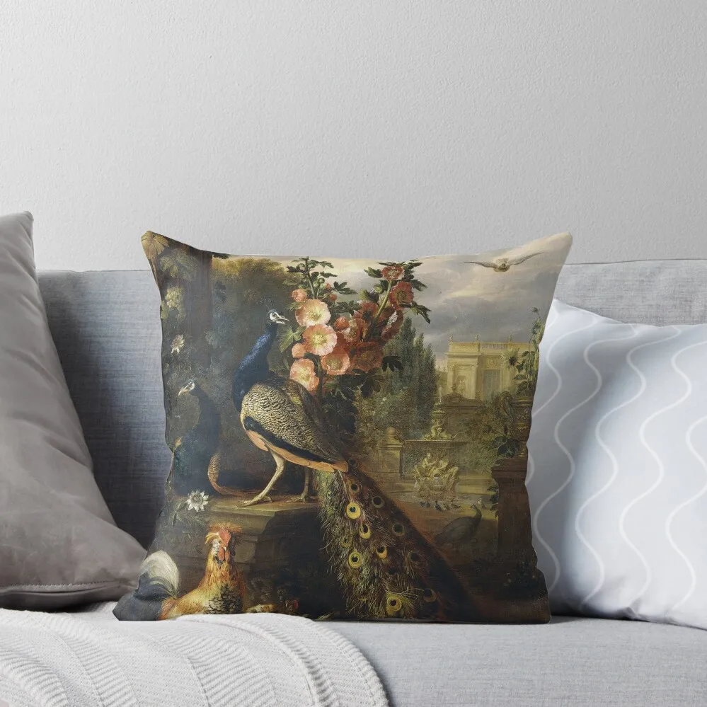 Jakob Bogdany - два павлины на каменном плинтусе в саду декоративная подушка чехлы для