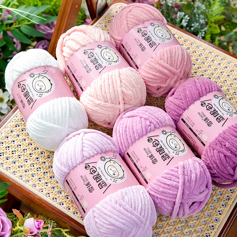 5 шт. х 100 г ТОЛСТАЯ бархатная пряжа с блестками Удобная теплая вязаный шарф