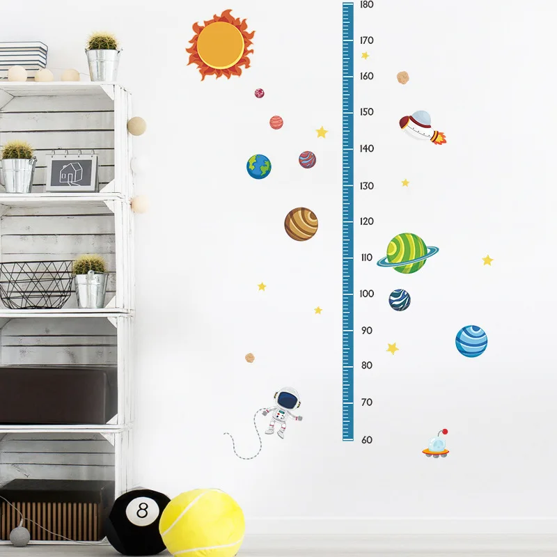 

Настенные наклейки с изображением планеты, схема роста для детей, детская линейка, декор для детской комнаты, настенное искусство