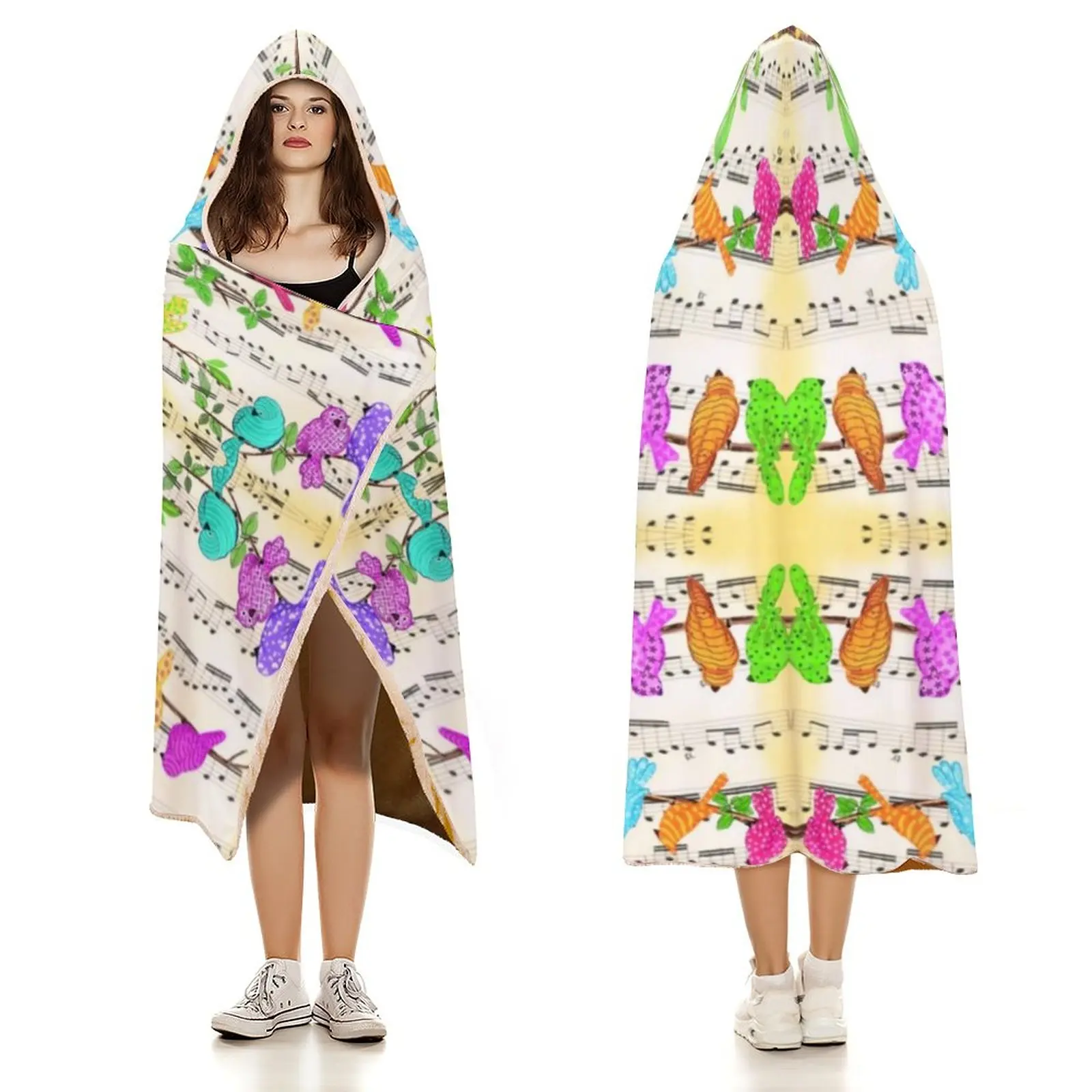 

Мягкое Фланелевое покрывало с капюшоном и принтом в виде птиц