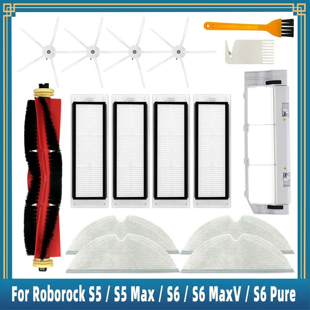 

For Roborock S5 / S5 Max / S6 / S6 MaxV / S6 Pure Robot Spare Parts Accessories Main Side Brush Hepa Filter Mop Rag Brush Cover