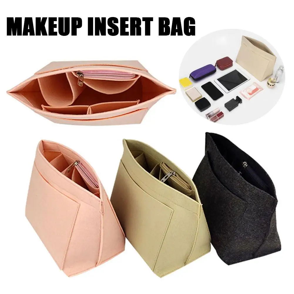 

Felt Makeup Insert Bag Handbag Portable Multi-purpose Travel Wash Organizer Bags Bag Cosmetic Tote Pocket Woman Storage B6H7