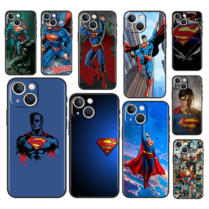 

Superman Hero DC Black Phone Case For Apple iPhone 14 13 12 11 Pro Max Mini XS Max X XR 7 8 Plus Soft Cover Shell Coque Capa
