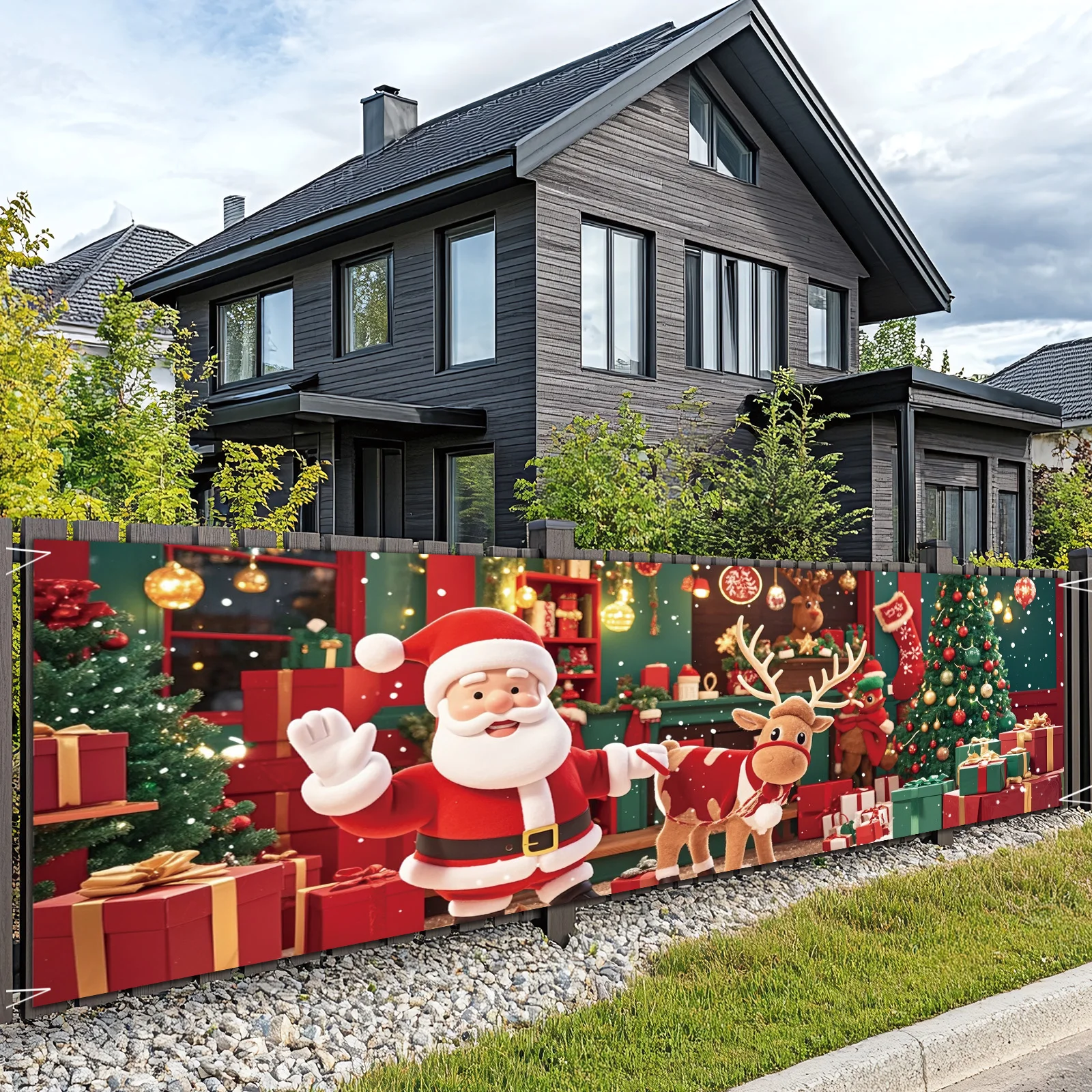 1 шт. (17*78 дюймов/45*200 см) полиэстер версия Q Санта-Клаус шлюзовый баннер с