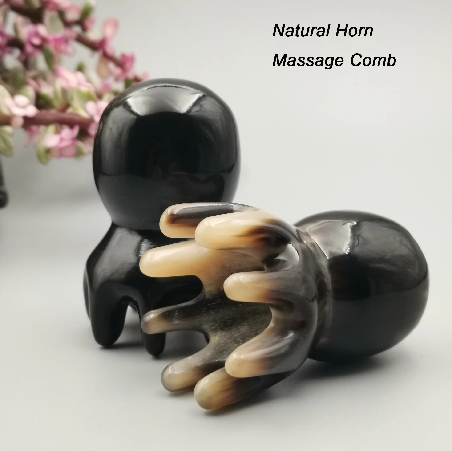 1Pc Natural Ox Horn Octopus Comb Head Massager Meridian Scraping Scalp Massage Brush Acupuncture SPA Gua Sha Health Therapy Tool