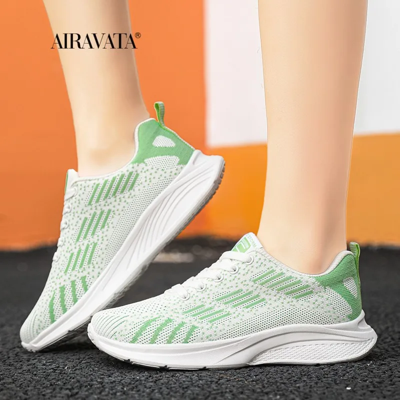 AIRAVATA Women Shoes Autumn Flats Gingham Sneakers Women Zapatillas De Mujer Outdoor Breathable Walking Ladies Shoes Candy Color