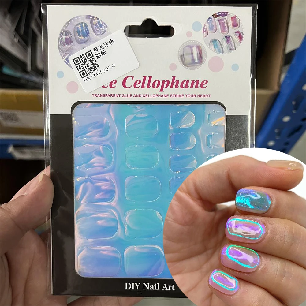 

1PC Nail Art Aurora Ice Cube Cellophane Glass Foil Film Stickers Colorful Transfer Laser Jewelry Paper Manicure DIY Decorations*