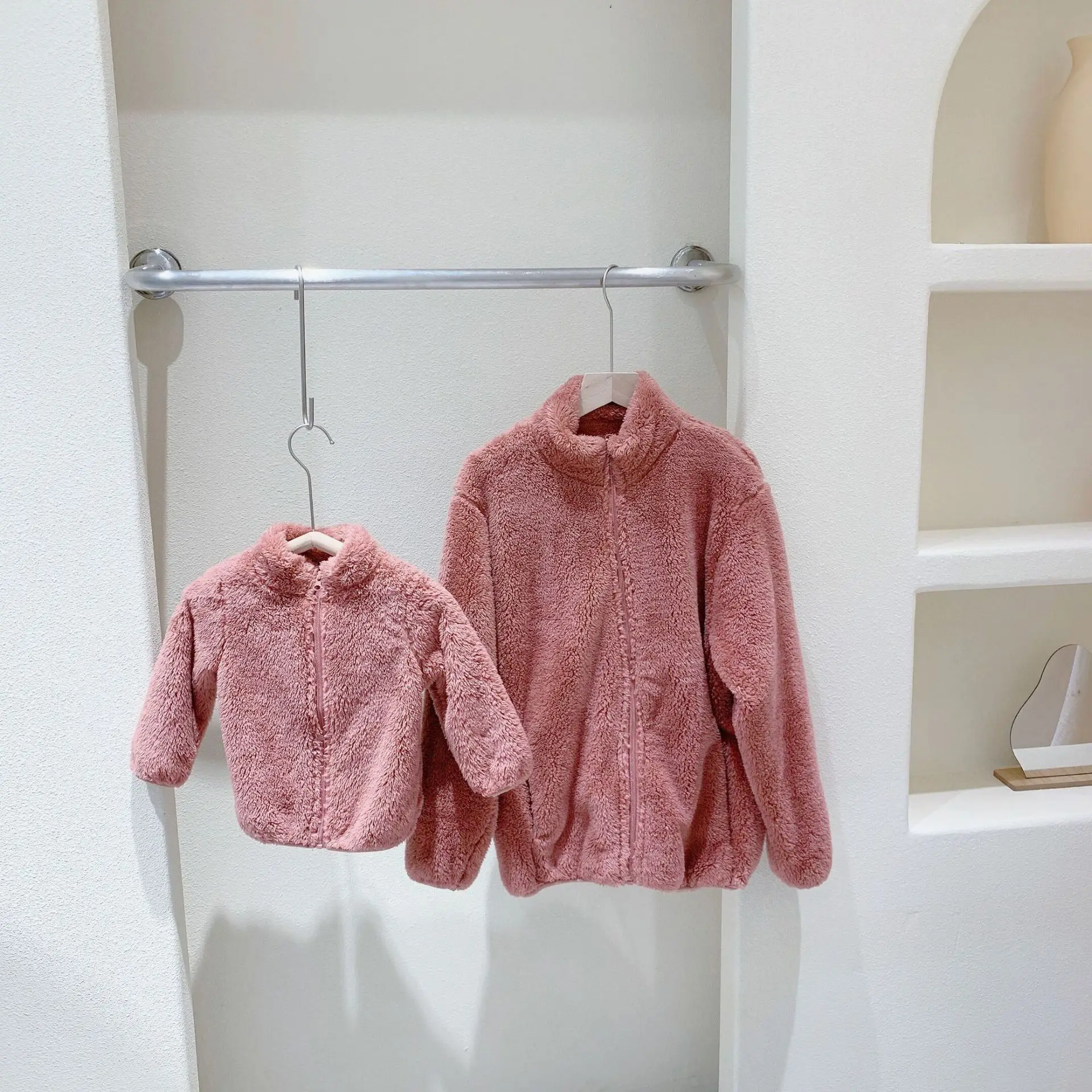 

Family Matching Clothes Autumn Winter Flannel Children Coat Plush Parent-child Baby Girl Coat Father Son Mother Daughter Coat