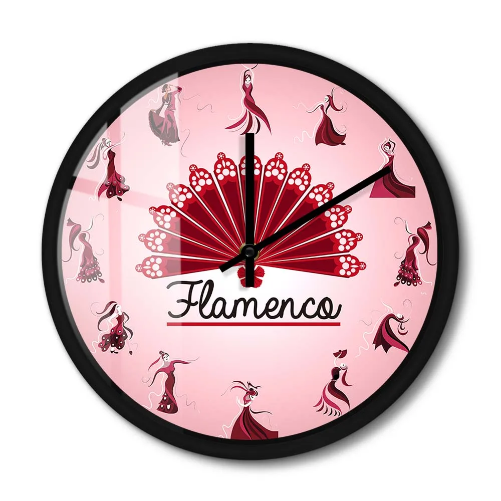 

Часы настенные бесшумные с металлической рамкой для танцорских фламенко