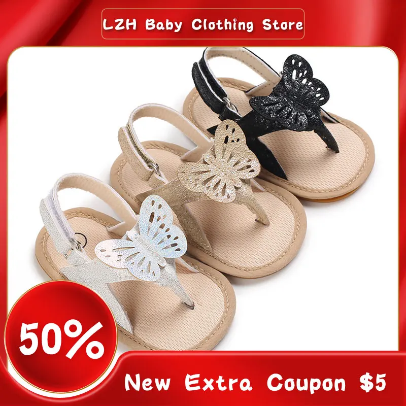 

LZH Baby Girl Shoes 2022 Summer New Leisure Sandals For Newborn Baby Shoes Oxford Sole For Babies Butterfly Toddler Shoes 0-1Y