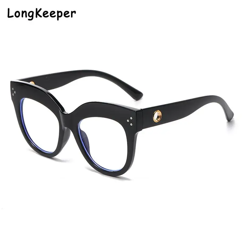 

Long Keeper New Black Retro Cat Eye Glasses Frame for Women Anti Blue Light Glasses Frame Men Vintage Clear Eyewear Eyeglasses