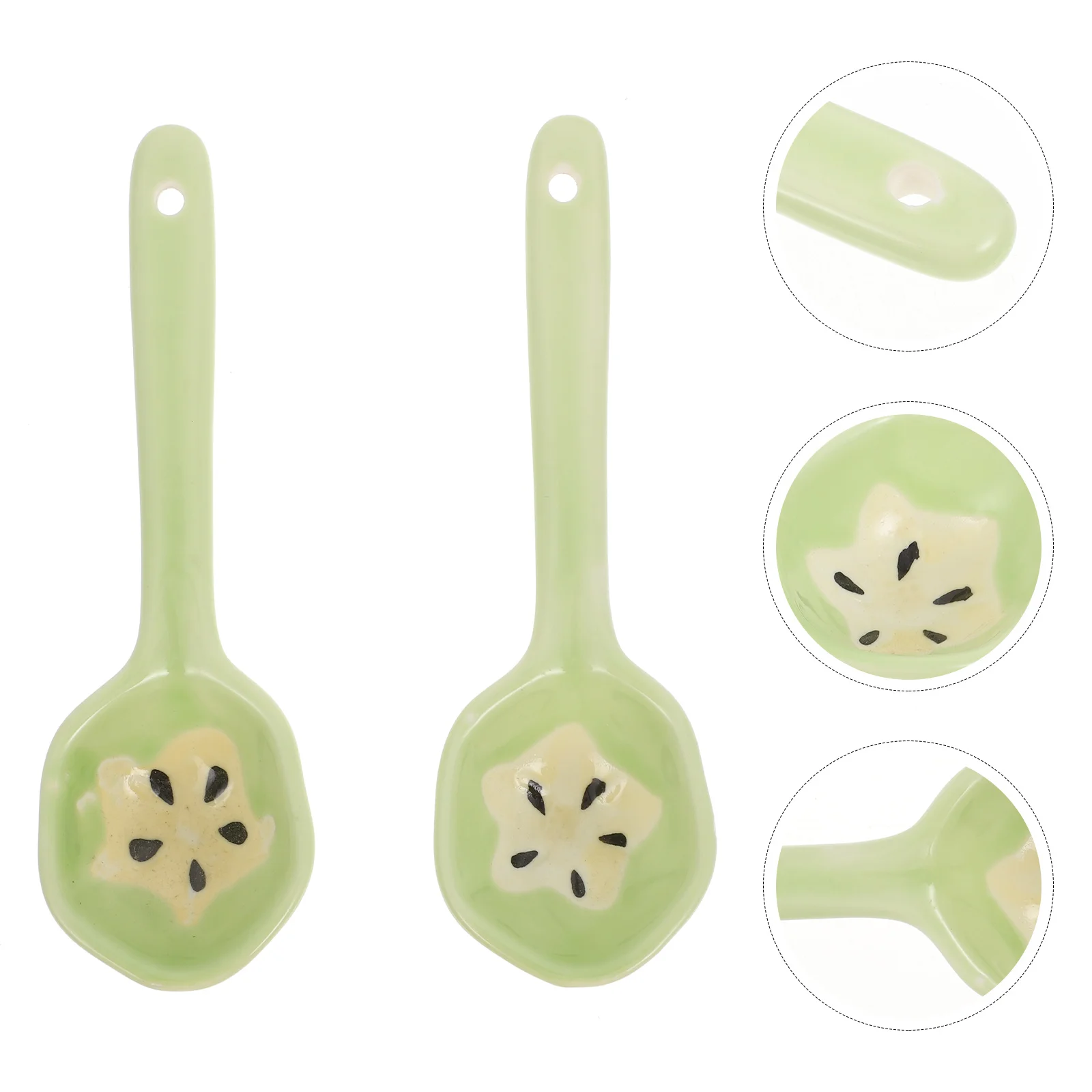 

2Pcs Creative Carambola Design Spoons Salad Spoons Kids Ceramic Spoons