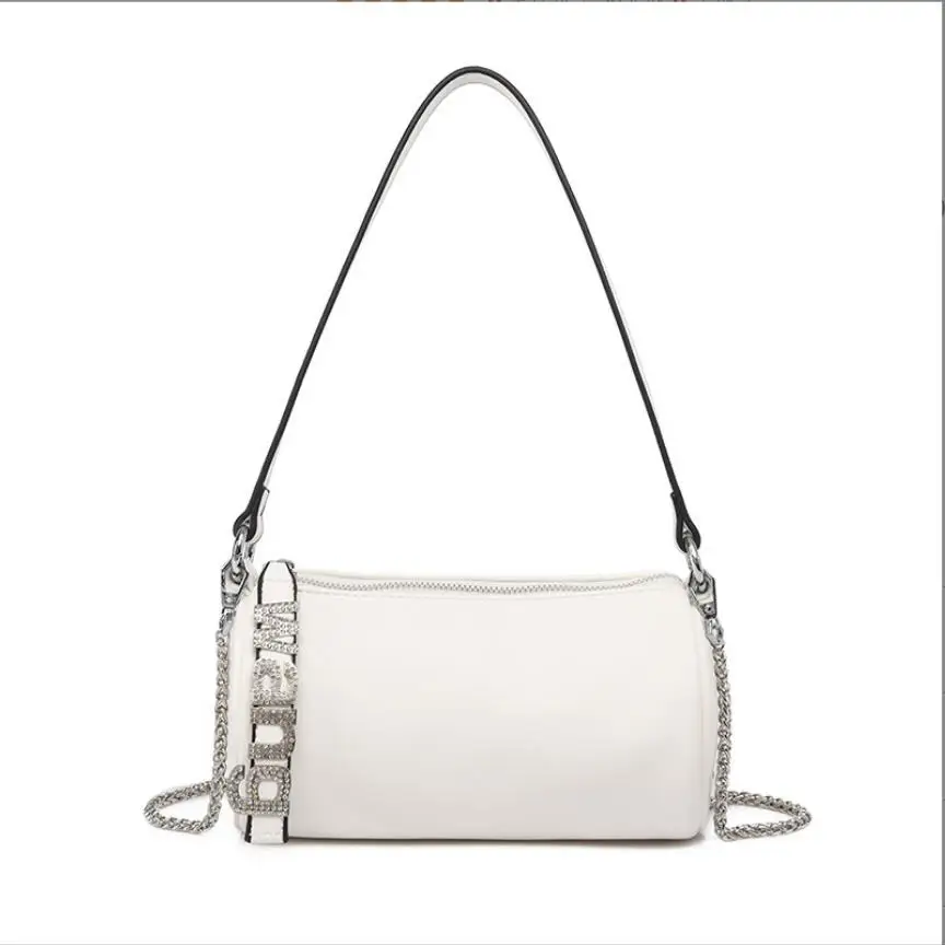 

Women PU Hobo Bags Rhinestone AW Zipper Handbag for Females 2023 Fahion Chain Small Crossbody Handbags Designer Shoulder Bag cc