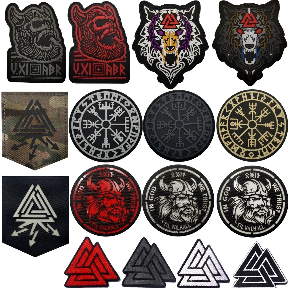 

Vikings PVC Patches for Clothing Embroidery Reflection Tactical Badges on Backpack Sticker Military Applique Hook Loop Armband