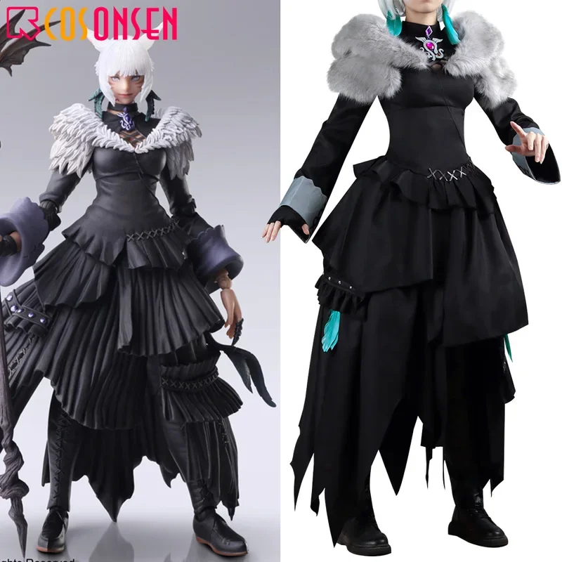 Игра Final Fantasy 14 Y'shtola Косплей Костюм COSPLAYONSEN FF14 XIV Черное платье Униформа на заказ