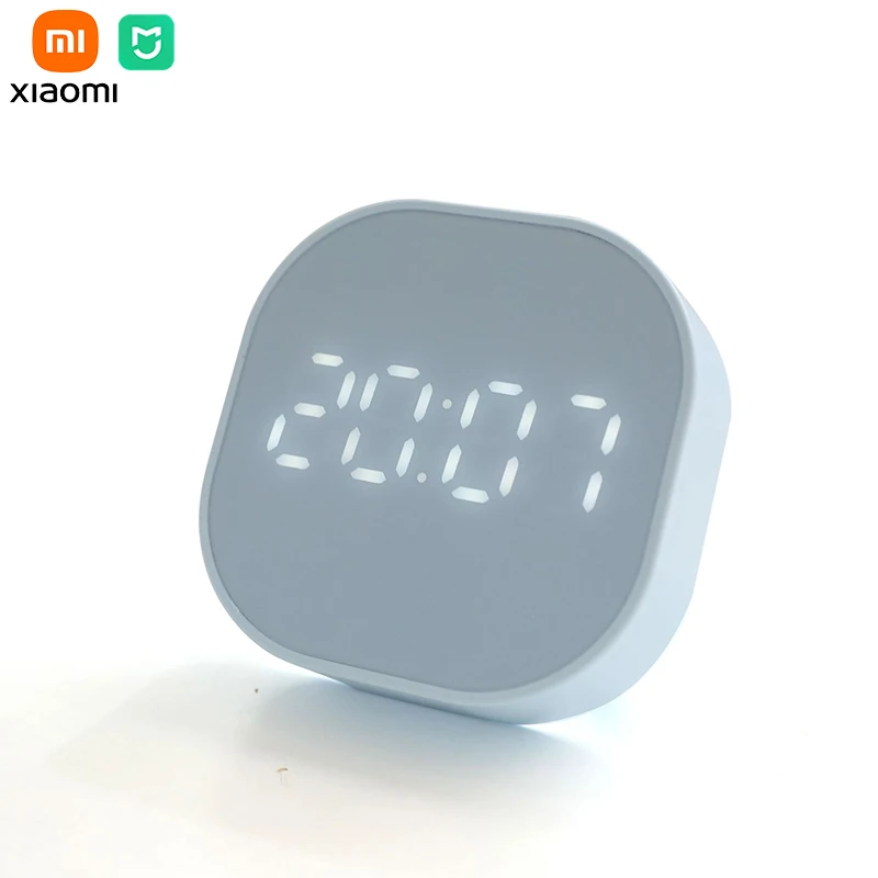 

Мини-будильник Xiaomi Mijia, светящиеся бесшумные светодиодные Многофункциональные цифровые часы, настольные цифровые часы с термометром