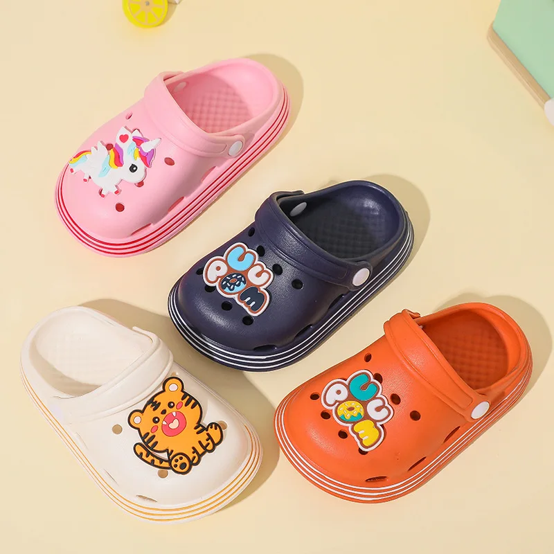 

Baby Sandals Boys Summer Cartoon Cute Cave Hole Shoes Toddler Girls Flip Flops Solid Children Home Slippers Kids Beach Shoes