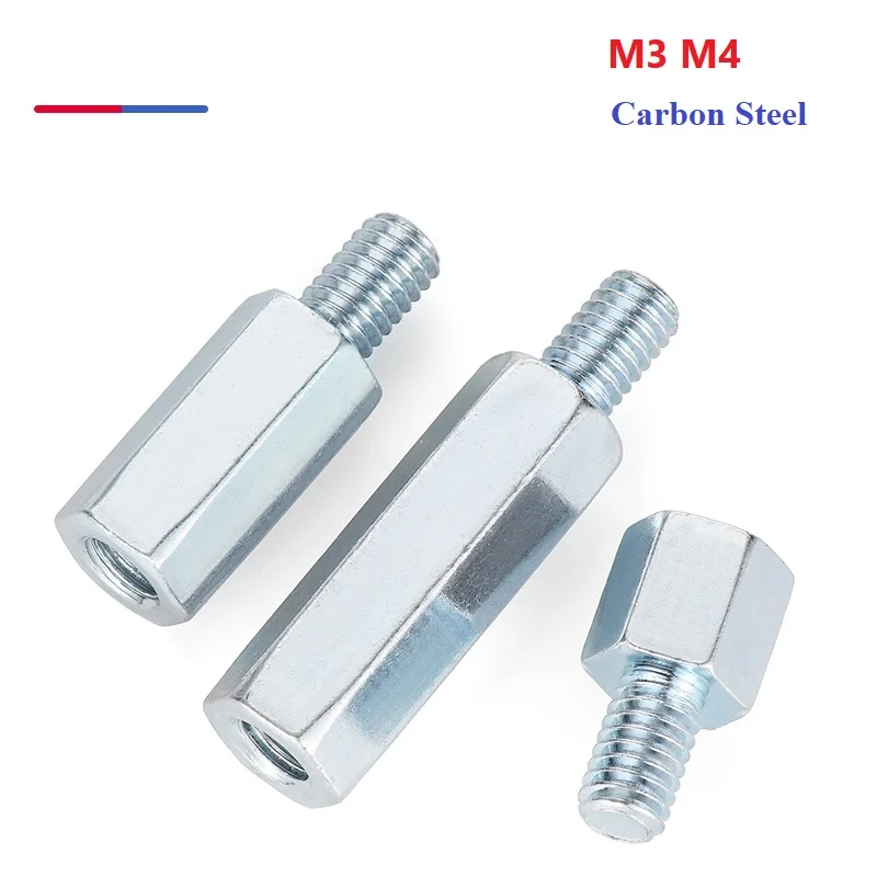 Шпильки из углеродистой стали M3 M4 сине-белый цинк