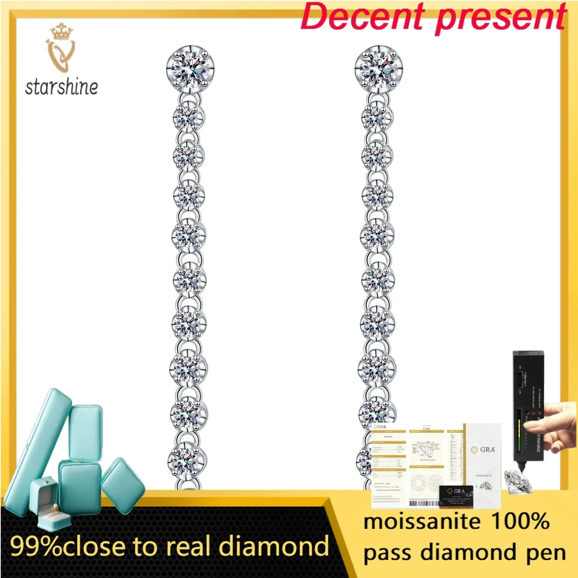 

Женские серьги из серебра 925 пробы, с муассанитом