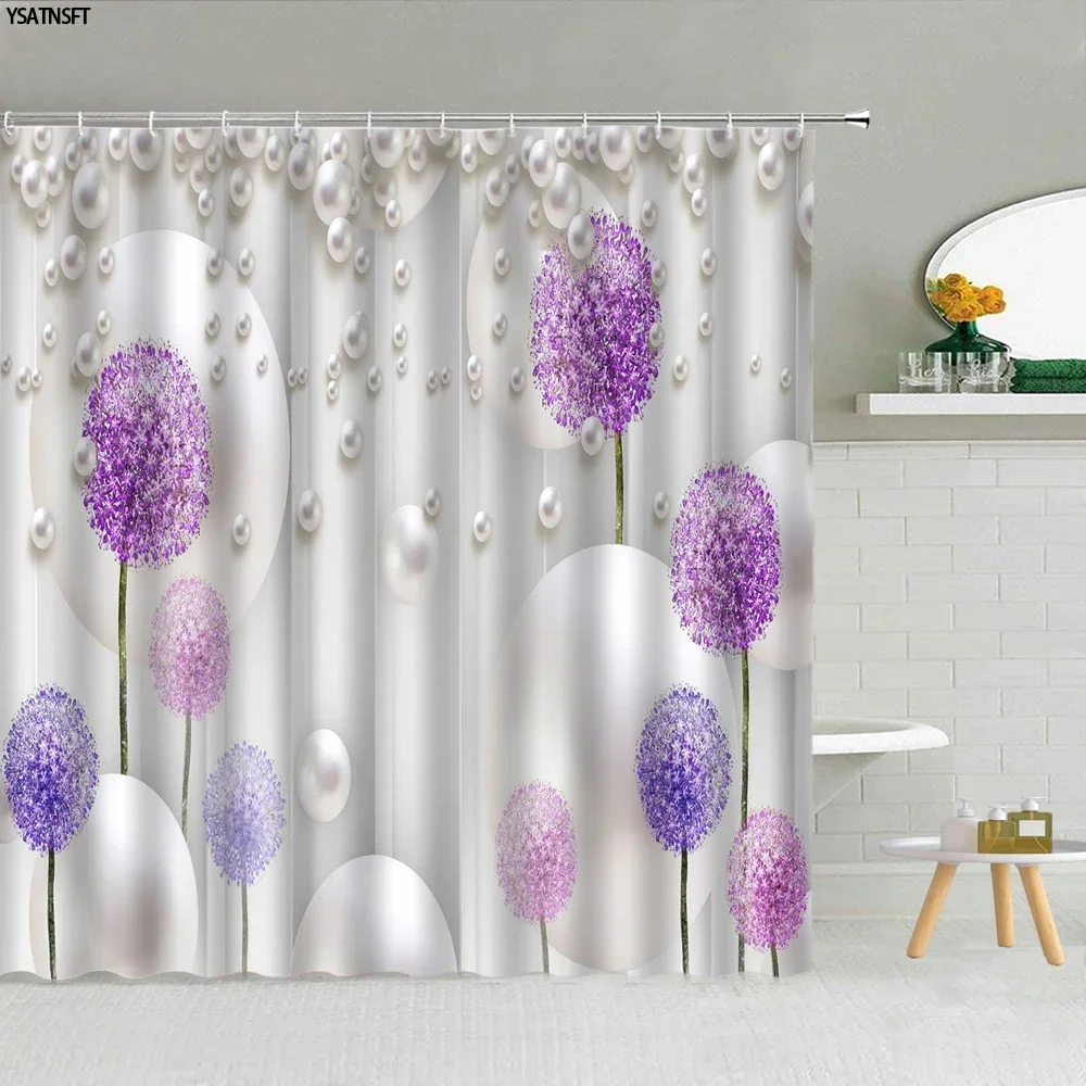 Скандинавский Фиолетовый Одуванчик занавеска для душа коврик ванной аксессуары