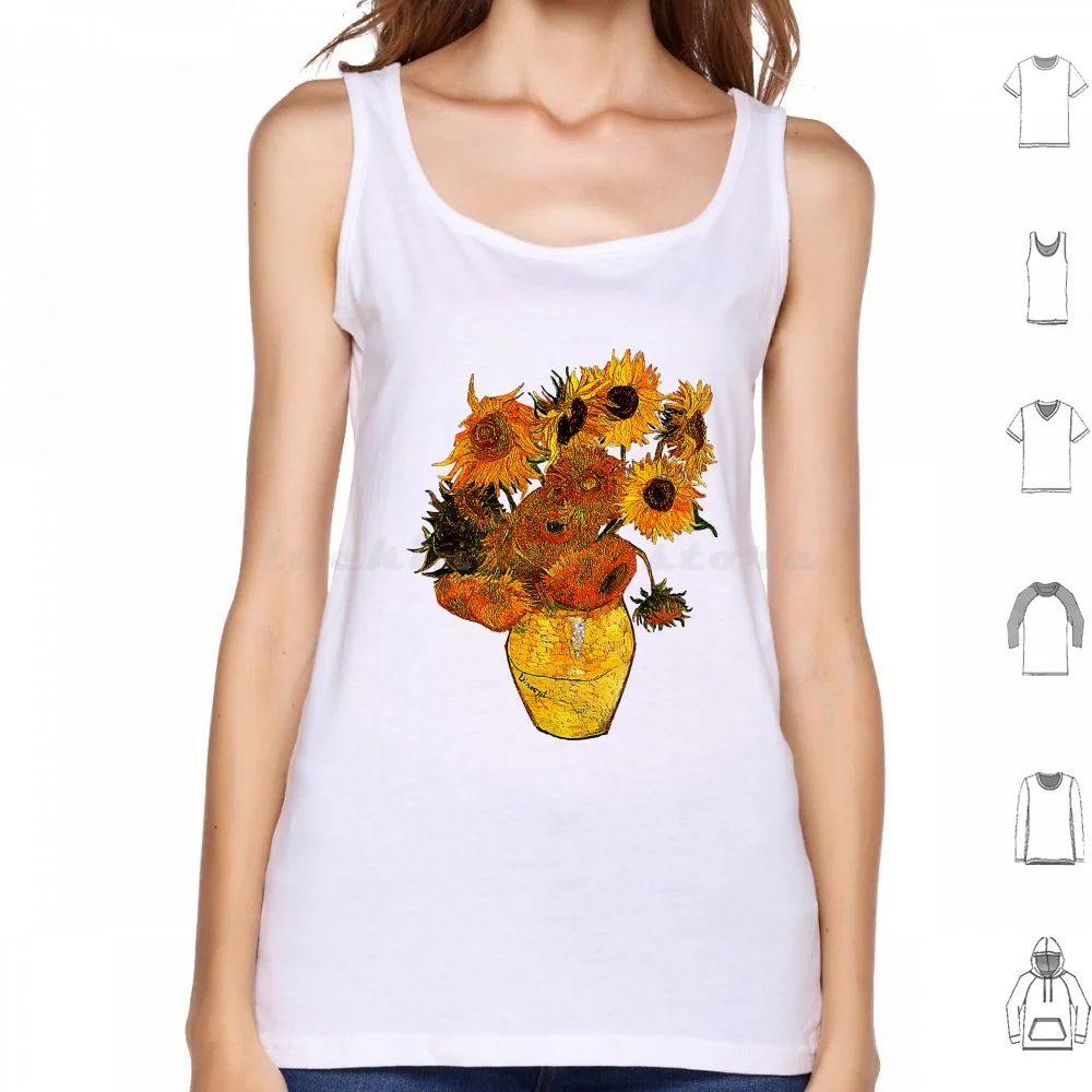 

Van Goghs Sunflowers Tee Vintage Yellow Flowerss Art T-Shirt Tank Tops Print Cotton Van Goghs Sunflowers Vintage