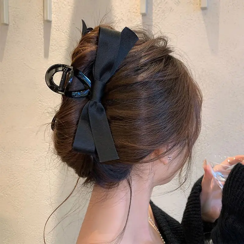 

IHUES Fashion Korean Style Large Bow Hair Clip for Women Double-sided Bow Grip Satin Hair Accessories Daily Decoration