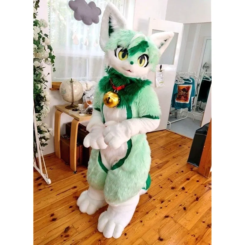

Зеленый Кот японский кавайный мятный Американский короткошерстный пушистый костюм Хаски Костюмы Для Подростков Пушистый костюм Рождественский Пасхальный сценический рекламный костюм