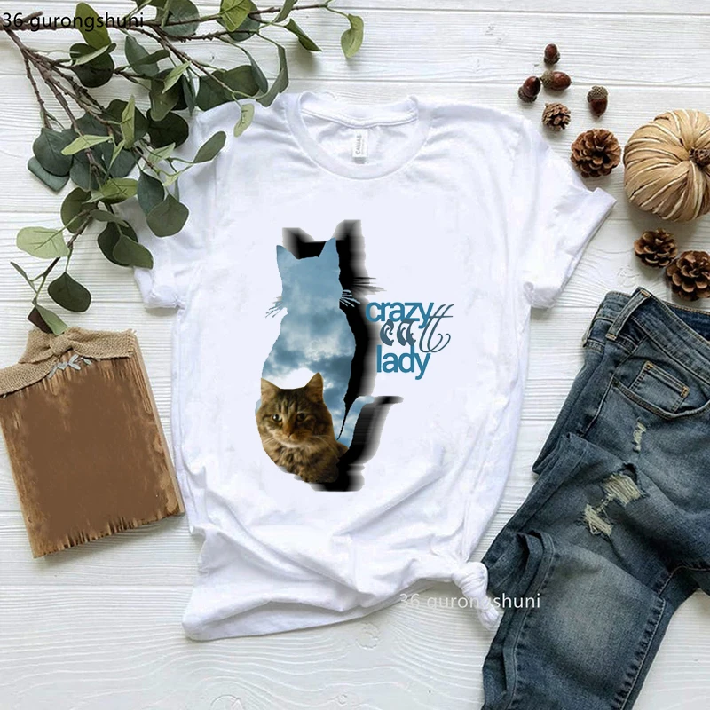 

Новая летняя стильная женская футболка, женская футболка с рисунком кошки и животного, женская модная футболка в стиле Харадзюку 90-х, топ для девушек