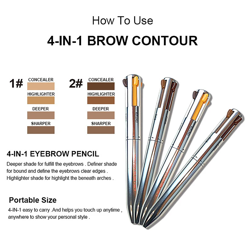 4 In1 Eyebrow Pen Defining Highlighting Brow Long Lasting Easy Color Makeup Cosmetic Tool Eyebrow Pencil Cosmetic Pencil