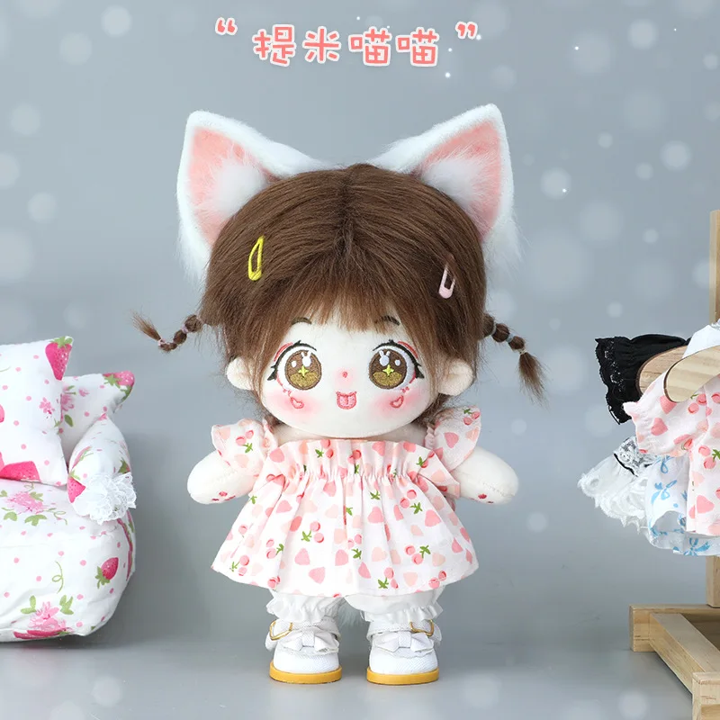 

Cute 20cm Cotton Doll with Fox Tail and Ear Doll Clothes Whole Dolls Dress Accessories Girls Toys