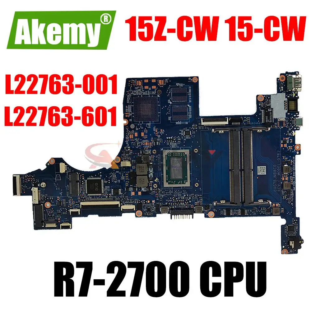 

L22763-001 L22763-601 For HP Pavilion 15-CW 15Z-CW G7BF G7BJ Laptop Motherboard DAG7BFMB8D0 DAG7BJMB8C0 Mainboard R7-2700 CPU