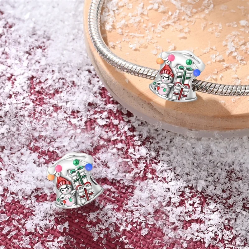 Рождественские подвески из серебра 925 пробы с Санта-Клаусом и лосем бусины