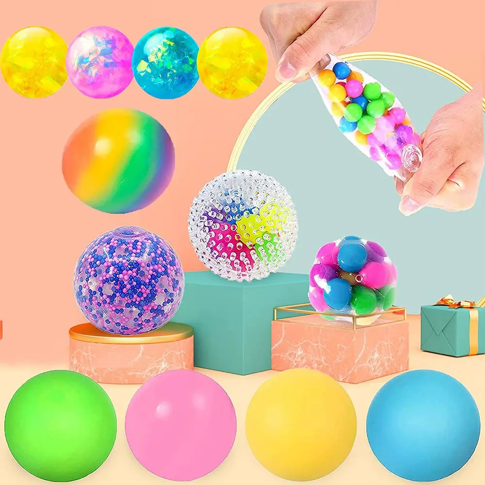 

Stress Relief Balls Squeeze Ball Colorful Water Bead Sensory Decompression Fidget Toy for Kids Adults Home Office Anxiety Autism