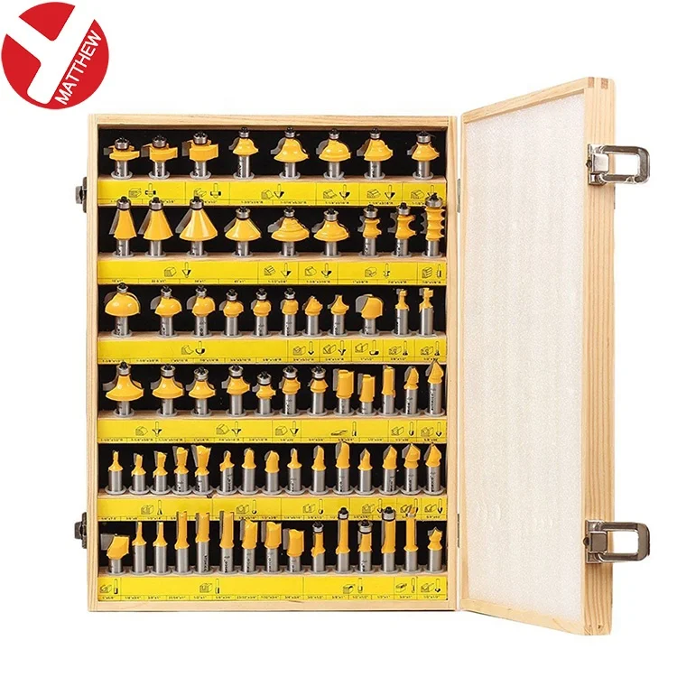 

70pcs Wooden Case Pack Carbide Router Bits Set with 1/2 Round Shank