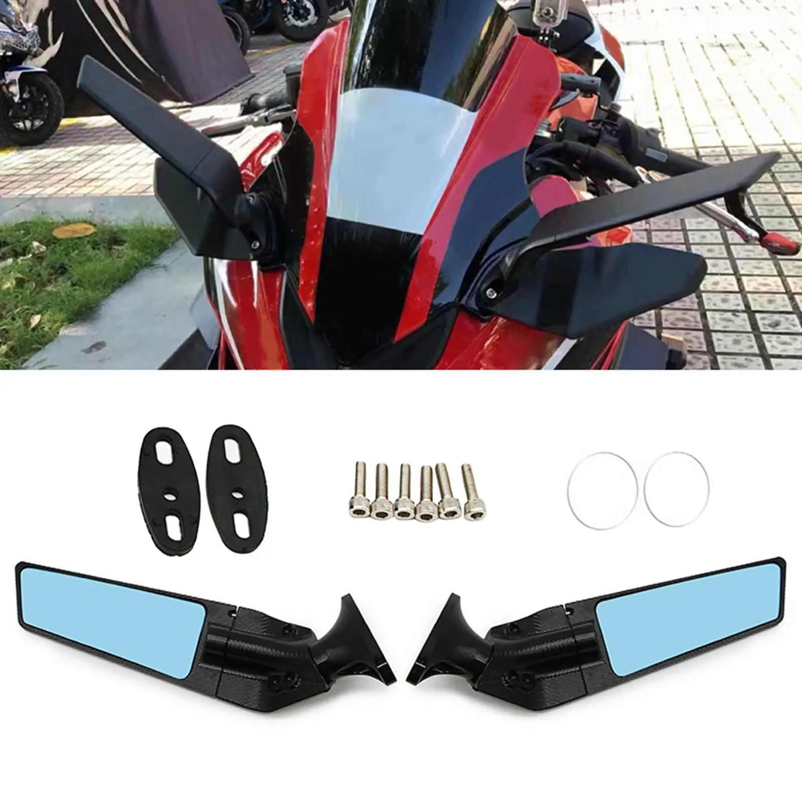 

2x Rotating Mirror Motorcycle Rearview Mirror for Yamaha Yzf R6 R1