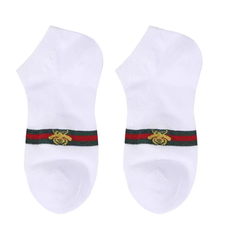 

5pcs/set New Striped Embroidery Invisible Women’s Socks Shallow Mouth Invisible Trend Boat Socks Fashion Running Sports Socks