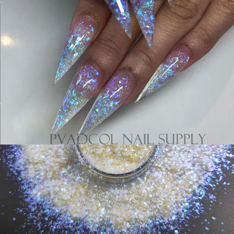 Nail Art Glitter Blue Chunky Iridescent Irregular Nail Sequins Flakes Pigment Acrylic Manicure Decoration Tool