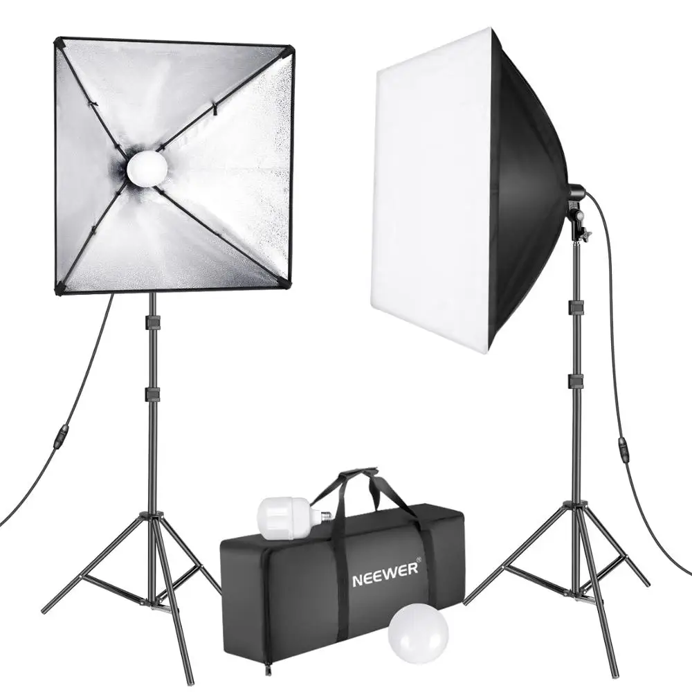 

Neewer Upgraded 450W LED Photography Softbox Lighting Kit: (2)24x24 Inches Softbox with E27 Socket and 5500K Instant Brightness