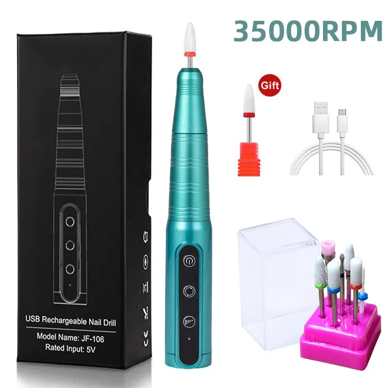 35000RPM Wireless Nail Drill Pen USB Nail File Polishing Pen