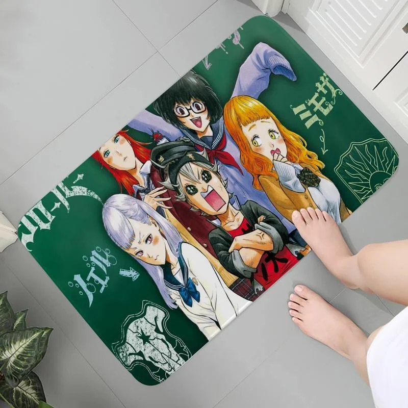 

Mats Rug Kitchen Flannel Bathroom Indoor Carpet Art Soft Modern Decoration Black Clover Anime Bath Mats Area Rugs Lounge Rug