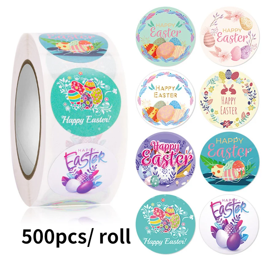 

500 шт., пасхальные наклейки в виде кролика